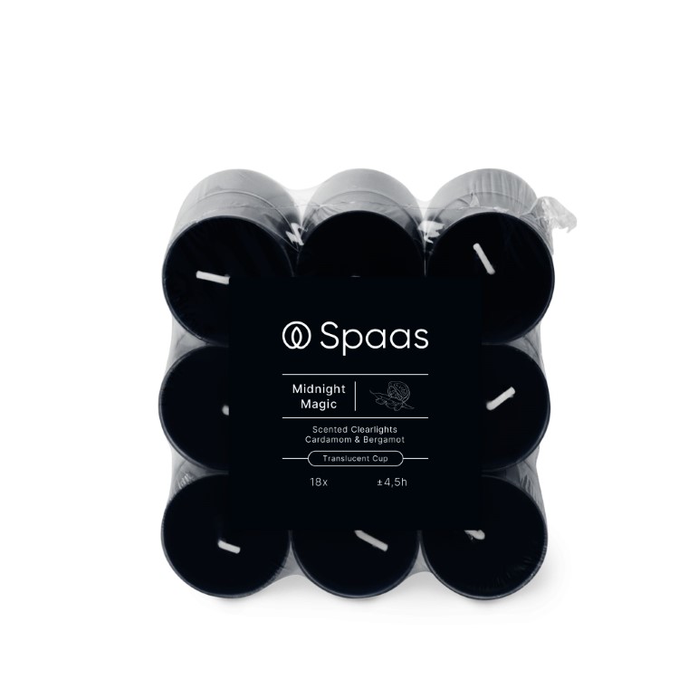 Kaars Spaas, Clearlights, theelicht/geurkaars, Midnight Magic - Cardamom and Bergamot | Essential