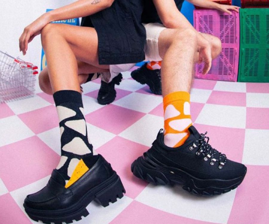 KOUSEN klassiek model, Crunchy Nachos orange, one size, oranje/roze, nachos chips, one size fits all, 1 paar