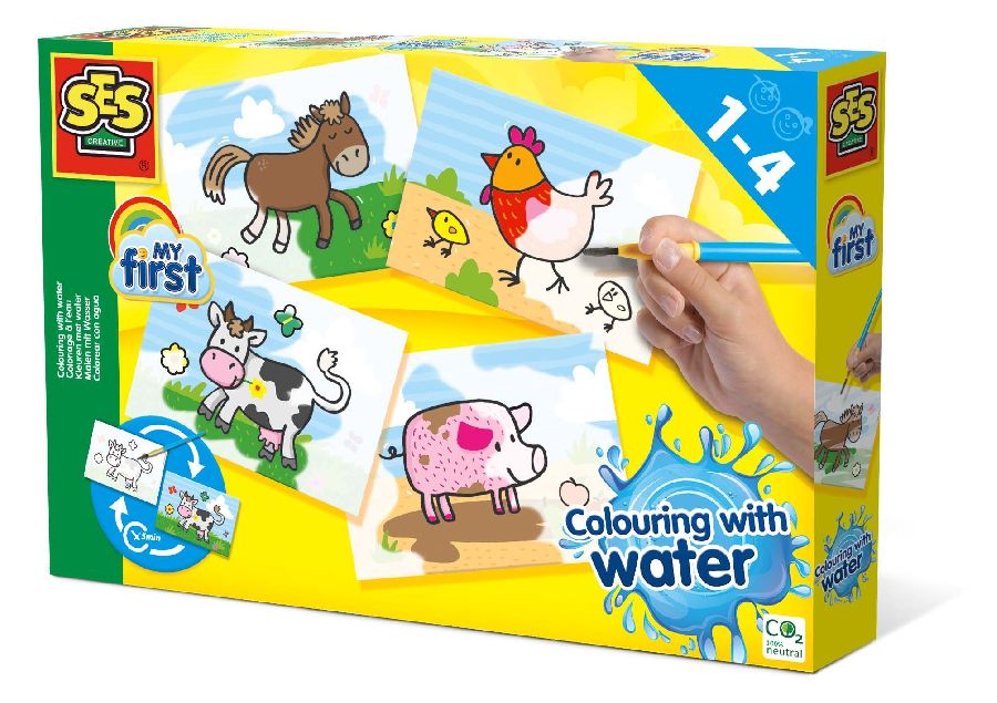 Waterboek & -kaarten SES Creative Colouring with water - Farm animals