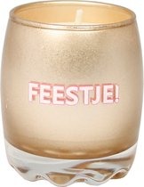 KAARS kaars in glas/geurkaars, Soy Candle, goud, 5.5 x 6 cm, Feestje!, geur: silky tonka, 20 u, 1st