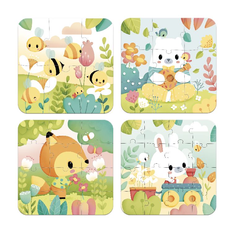 Puzzel Janod Pure | 4 Progressive Puzzles