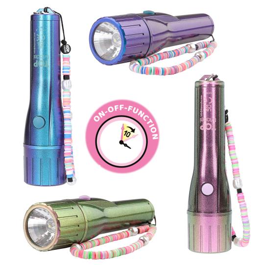 NACHTLAMP zaklamp, 1 st, Topmodel, met timer, assortiment, blauw/groen, batt inbegrepen