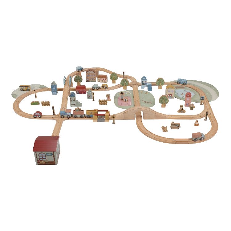 Autobaan & treinspoor Little Dutch Treinbaan set XL