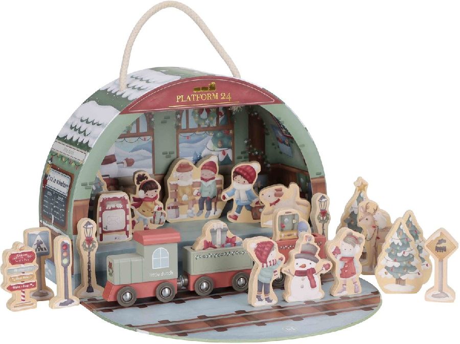 Autobaan & treinspoor Little Dutch Advent kalender treinbaan | Kerst