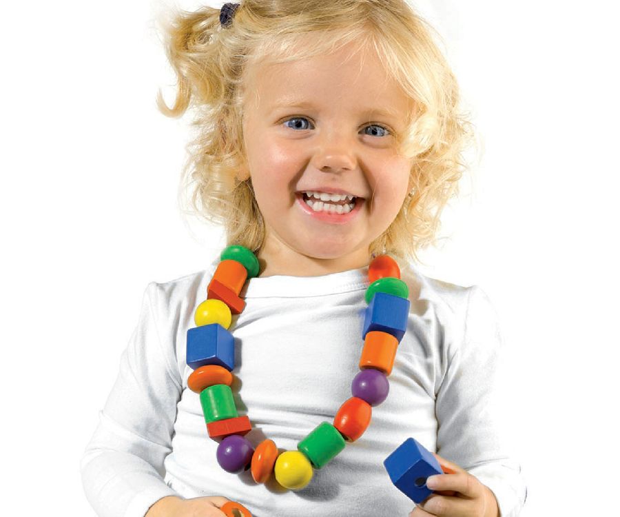 Educatief spel SES Creative I learn to tread beads | Montessori