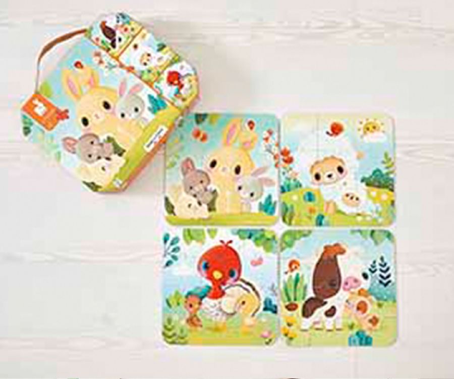 Puzzel Janod Farm animal | 4 Progressive Puzzles