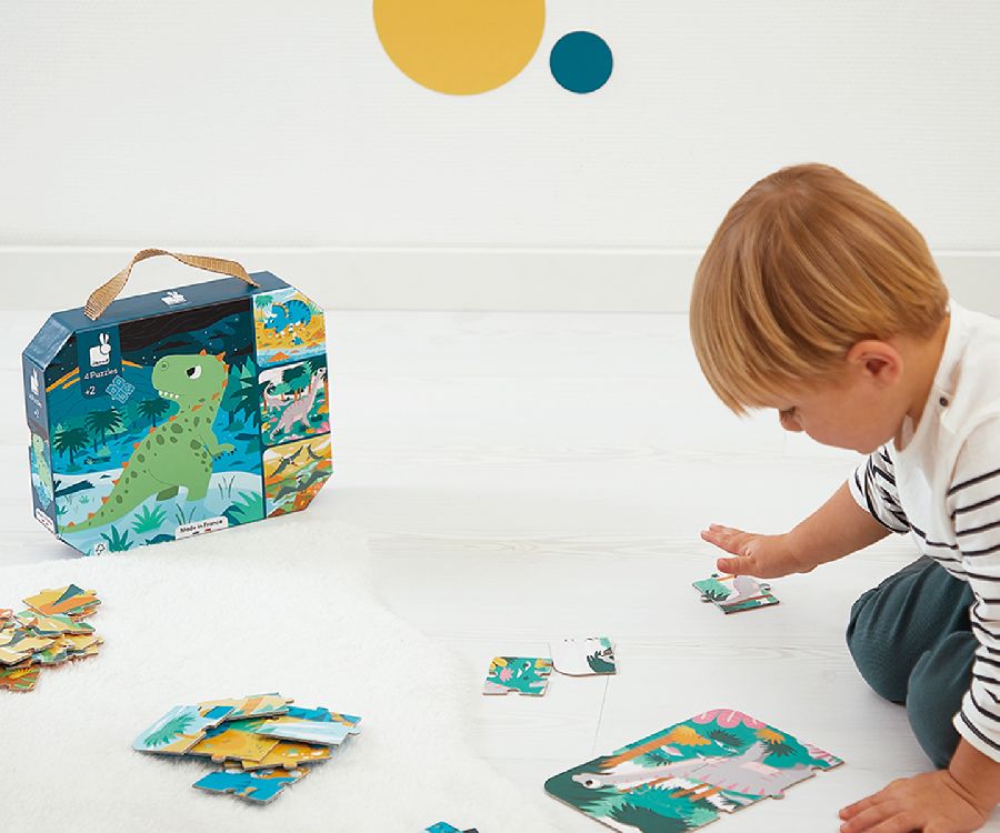 Puzzel Janod Dinosaurs | 4 Progressive Puzzles