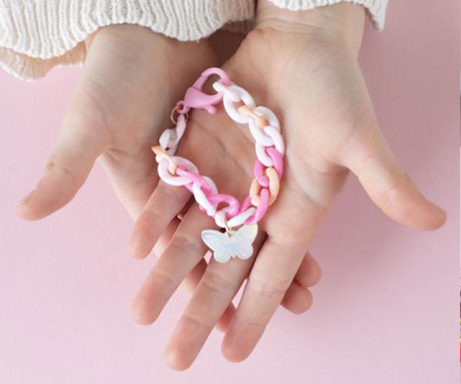 KNUTSELPAKKET 1st, DIY Clic Chain,  assortiment, set: 200 schakels/6 haken/ 4 hangers/handleiding