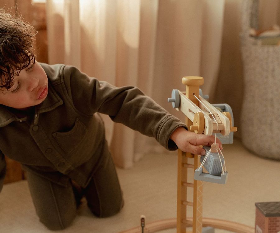 Autobaan & treinspoor Little Dutch Kraanset met autobaan