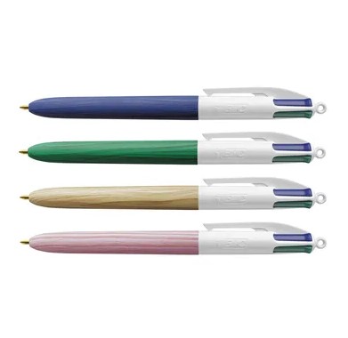 Balpen Bic 4 Colours Wood Style, standaard