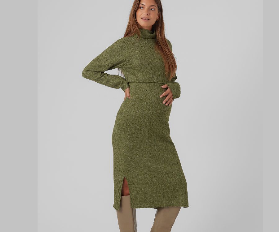 Jurk MAMA LICIOUS MLSuniva June LS Knit Midi Dress