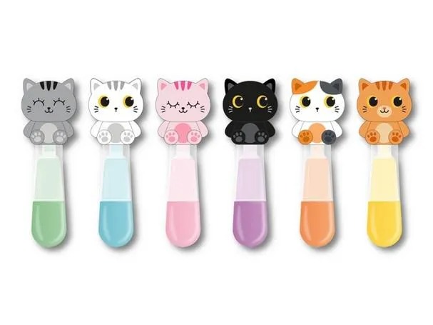 TEKSTMARKER 1 set van 6stuks,  multikleur, poes
