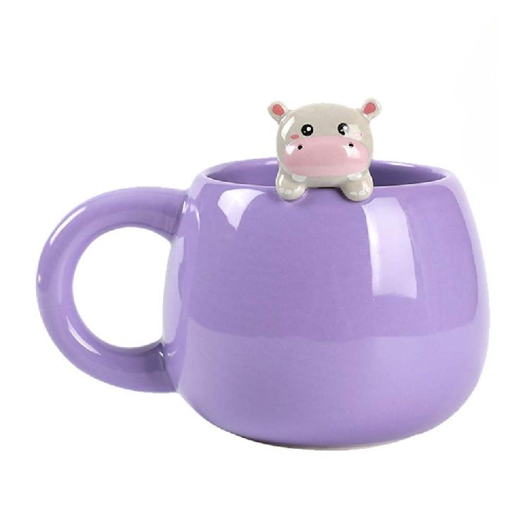 DRINKBEKER 1st, Ceramic Mug, Hippo,  13x9x8,5cm, 450ml, paars
