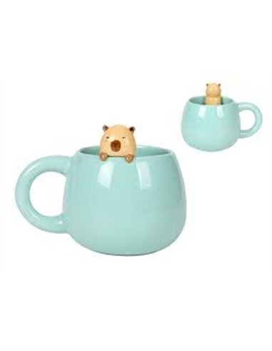 DRINKBEKER 1st, Ceramic Mug, Capybara,  13x9x8,5cm, 450ml, blauw