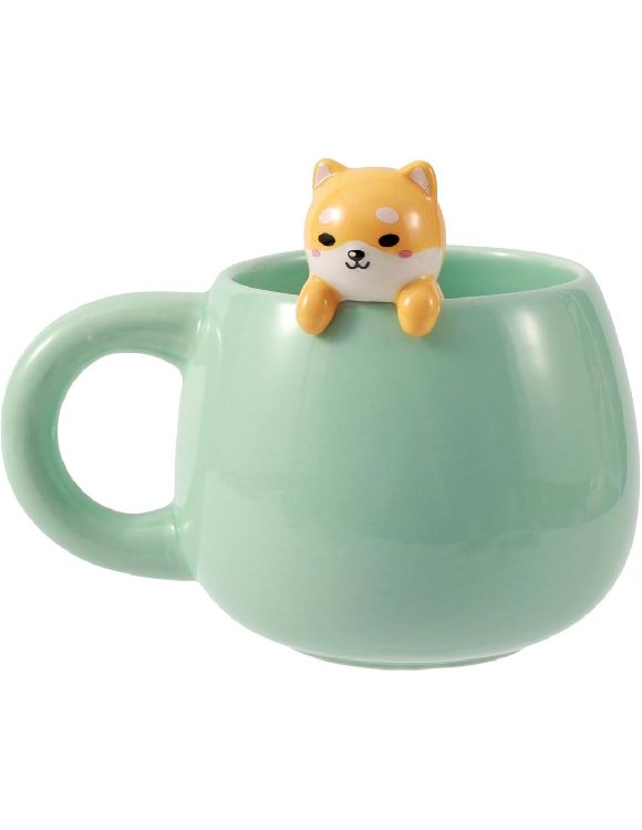 DRINKBEKER 1st, Ceramic Mug, Shiba,  13x9x8,5cm, 450ml, groen