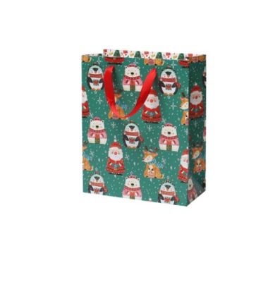 GESCHENKZAK kerstfiguren, rechthoek, groen, 26x12x32 cm, 1 stuk(s)