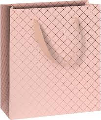 GESCHENKZAK ruitjes, rechthoek, roze/goud, 18x8x21cm, 1 stuk(s)