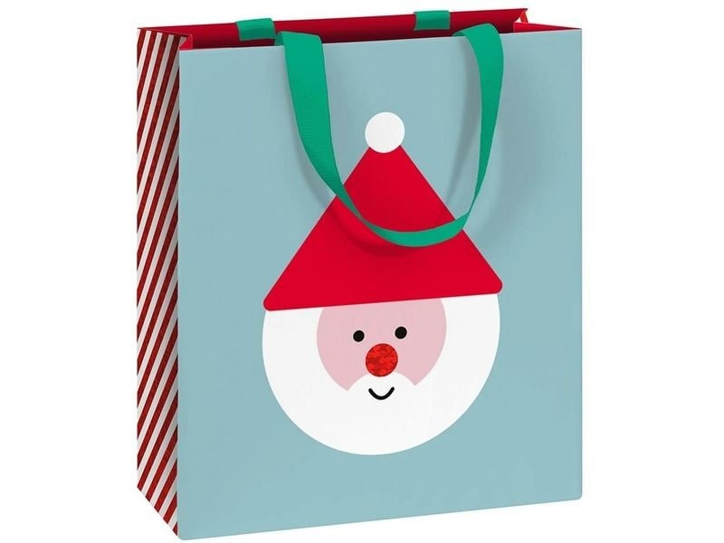 GESCHENKZAK kerstman, blauw/rood, rechthoek, 18x8x21cm, 1st