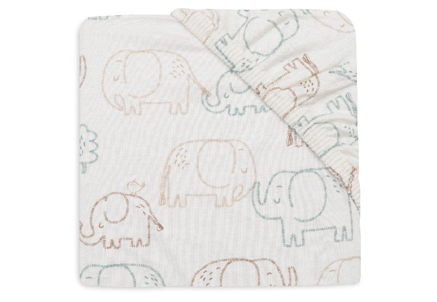 Hoeslaken Jollein, geschikt voor babybed 60x120 | Elephant Tales