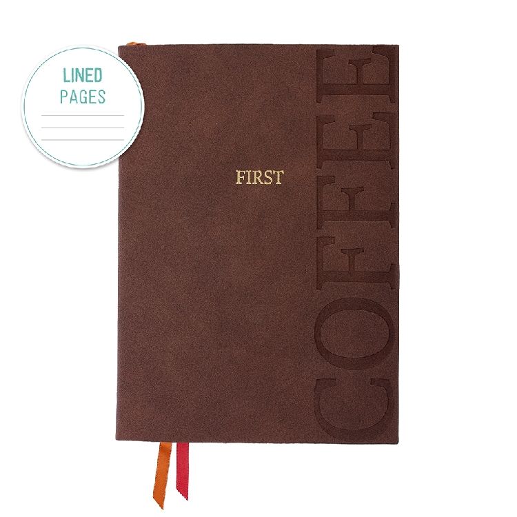 NOTITIEBOEK A5, Notebook, din, Majoie, 120 blz, soft schoko, First coffee, bruin, 1st