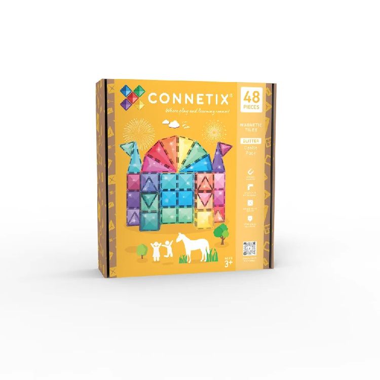 Magnetisch speelgoed Connetix Tiles Glitter Castle Pack - 48 | Magnetic Tiles Glitter Range