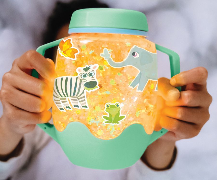 Gevulde fles & figuur Glo Pals DIY Sensory Play Jar Set Zoo