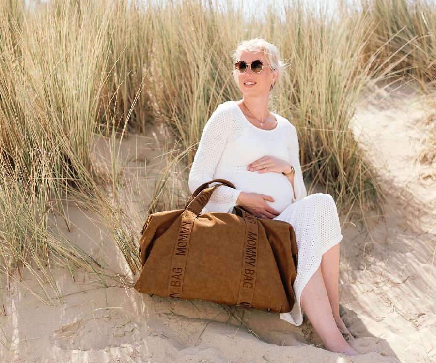 Verzorgingstas Childhome Mommy Bag Signature Prestige, draagtas met luiermat | Signature Prestige hazelnut