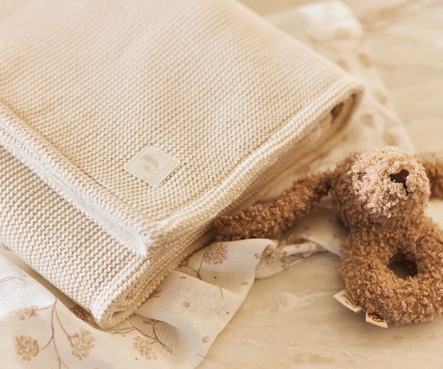Deken Jollein, geschikt voor babybed 60x120/babybed 70x140 | Basic Knit/Velvet oatmeal