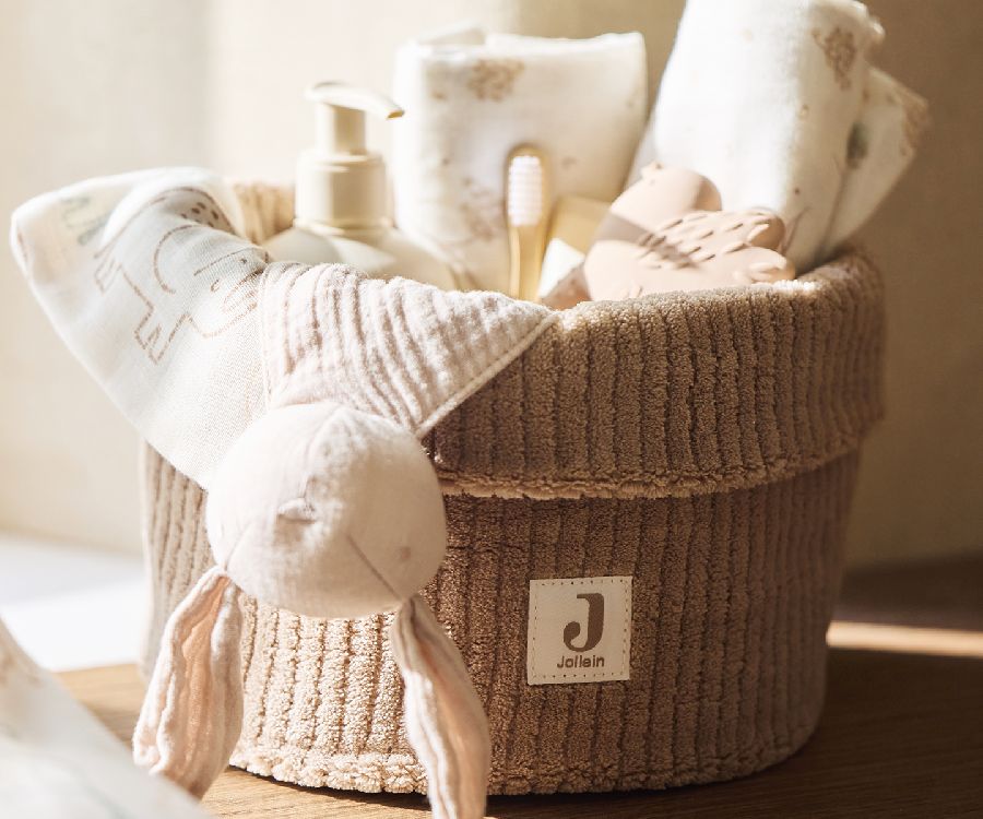 Mand voor was- en verzorgingstafels Jollein | Cloudy Rib milky coffee