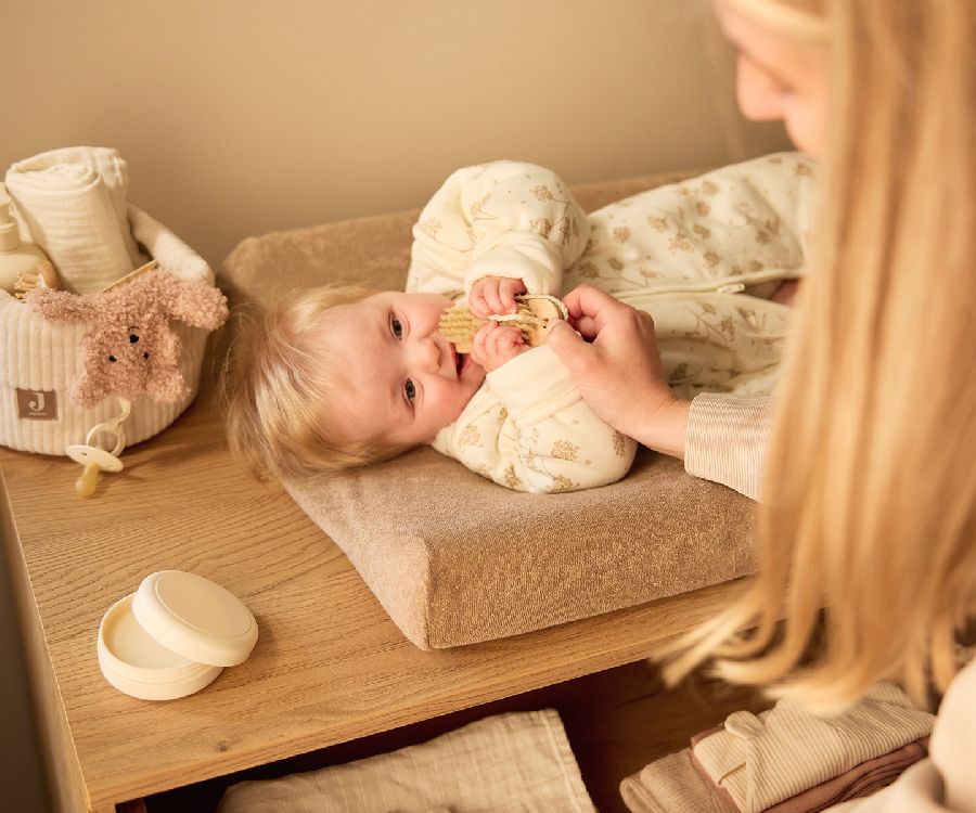 Mand voor was- en verzorgingstafels Jollein | Cloudy Rib oatmeal