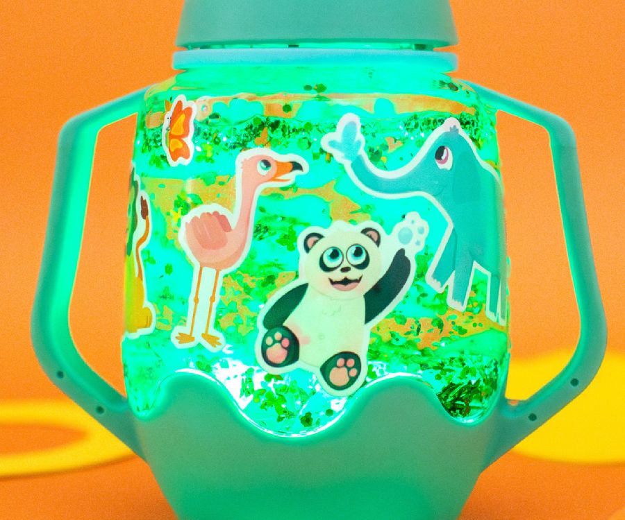 Gevulde fles & figuur Glo Pals DIY Sensory Play Jar Set Zoo