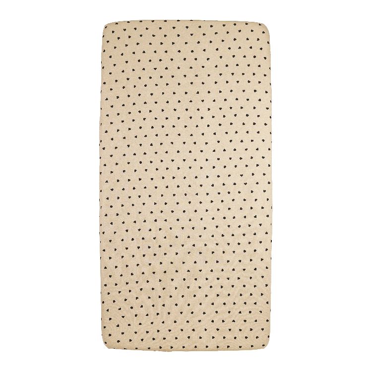 Hoeslaken Meyco Baby, geschikt voor babybed 70x140/babybed 70x150 | Sweet Heart soft sand-black