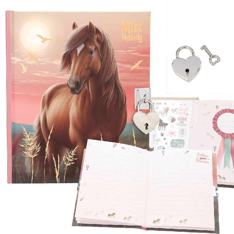 INVULBOEK 1st, dagboek, met stickers,  paard, slotje