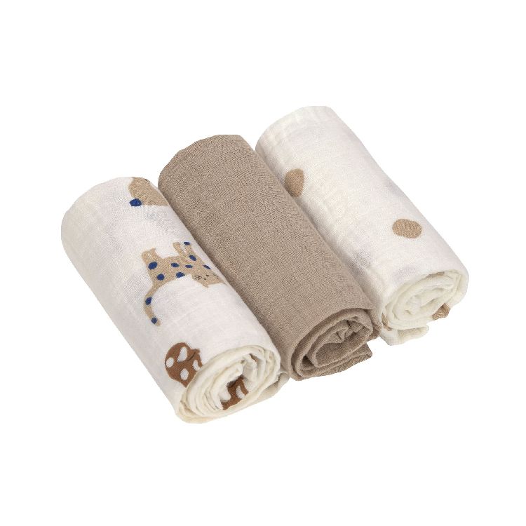 TETRA DOEK 60x60cm, M, Little Mateys spicey royal blue , wit/bl, aop dieren/ stippen/uni, handdoek/luierdoek, 3st
