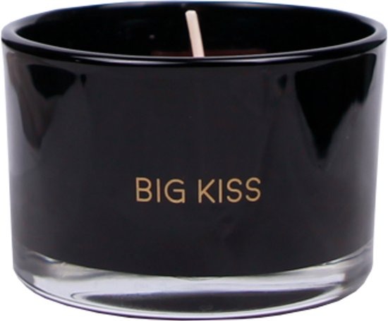 KAARS Sojakaars, zwart, tekst: big kiss, geur: warm cashmere, 1st