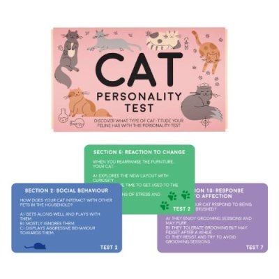 GADGET 1st, Kaartenset - Cat Personality Test, 100 kaartjes karaktereigenschappen kat, multikleur