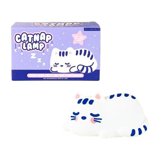 FIGUURLAMP 1 st, CatNap Lamp, wit/ blauw, figuur: kat, 15,5 x 8,8 x 9,4 cm