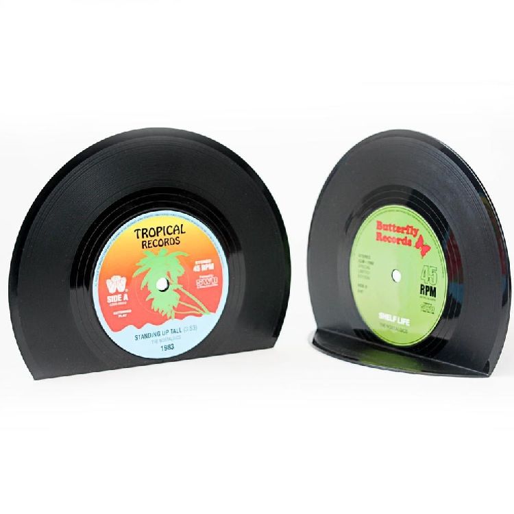 BOEKENSTEUN Vinyl, zwart/multikleur, 5x18x14cm, set van 2 steunen