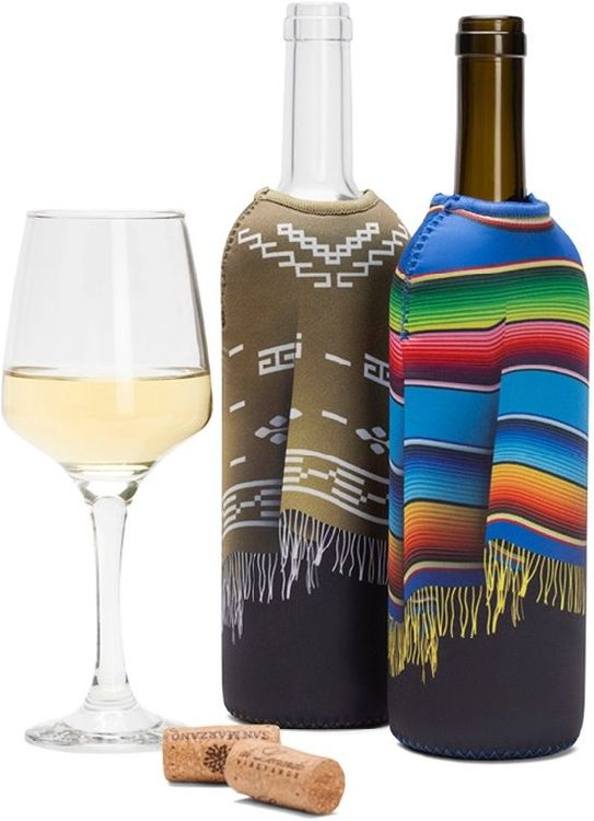GADGET Bottle Sleeve Poncho de Vino, set van 2, multikleur