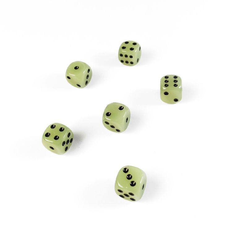 MAGNEET Poker Glow, dobbelsteen, set van 6, lichtgevend