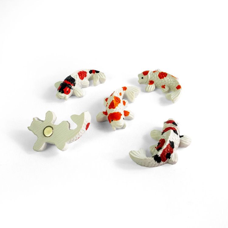 MAGNEET Koi, vis, wit/oranje/zwart, set van 5