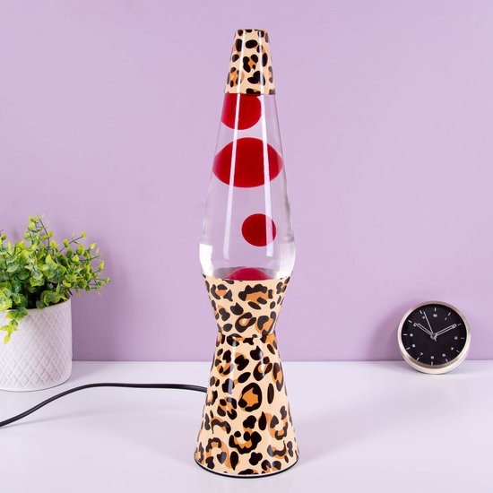 LAMP 1st, Bullet lava lamp cheetah, 10,5 x 10,5 x 41 cm, bruin/zwart/rood