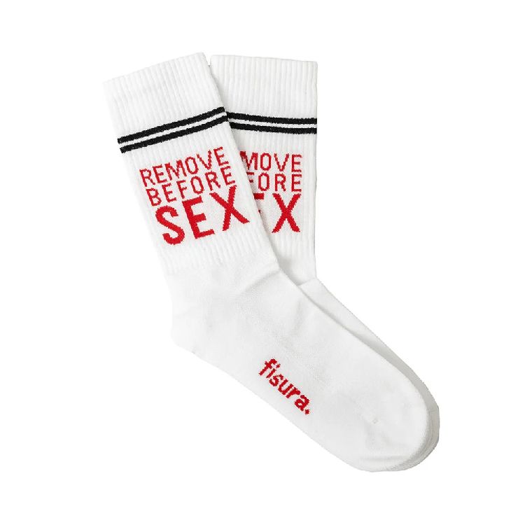 KOUSEN klassiek model, 1 paar, Remove Before Sex, wit, tekst, one size