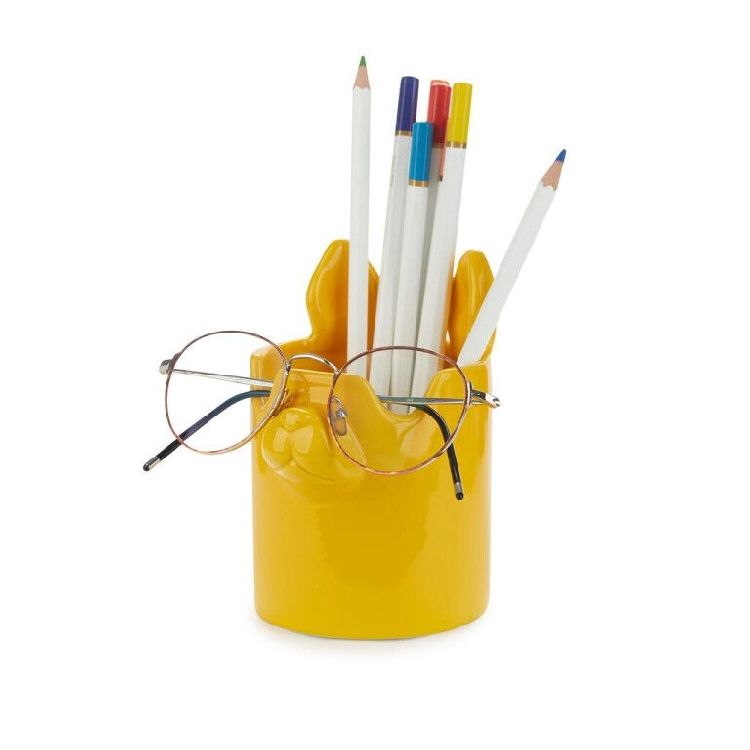 PENNENPOT Pen holder & eyeglasses holder, Nosy Buddy Dog yell, geel, 1stuk