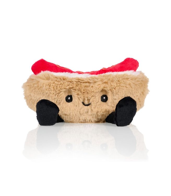 WARMTEKUSSEN Heatable Happy Hotdog, bruin/rood, gezichtje