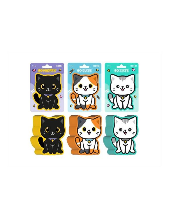 SCHUURSPONS 1st, Cat, assortiment, geel/oranje/blauw