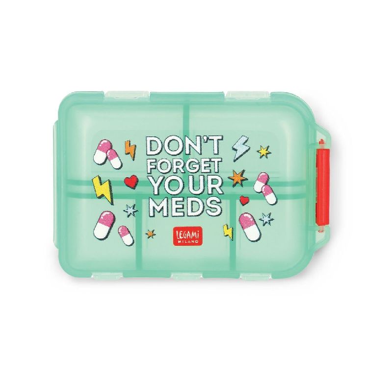 PILLENDOOSJE SOS Pill Box, kunststof, blauw, 10 compartimenten, 9.1 x 6.3 x 3 cm