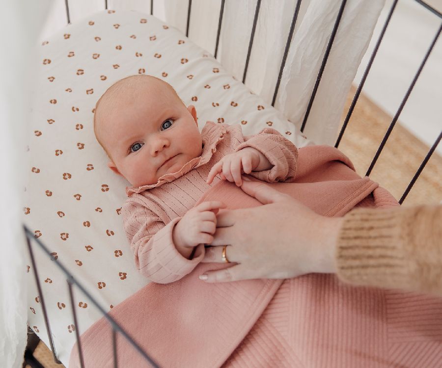 Hoeslaken Meyco Baby, geschikt voor wieg/draagmand | Mini Panther soft pink