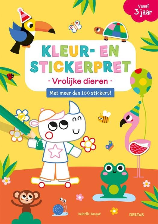 Kleurboek DELTAS Kleur- en stickerpret - Vrolijke dieren