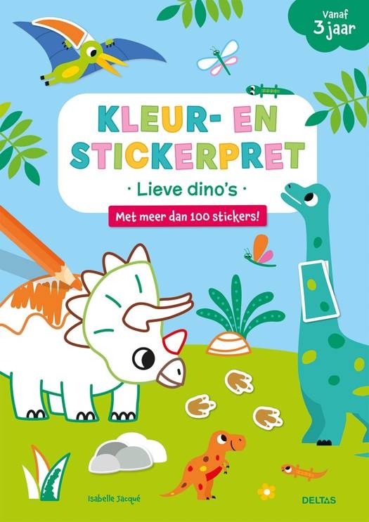 Kleurboek DELTAS Kleur- en stickerpret - Lieve dino's